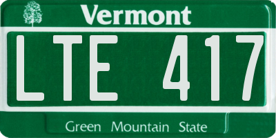 VT license plate LTE417