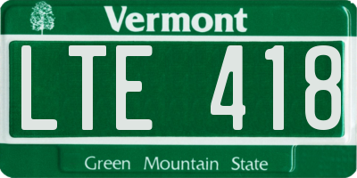 VT license plate LTE418
