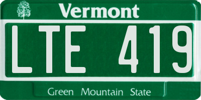 VT license plate LTE419