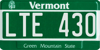 VT license plate LTE430
