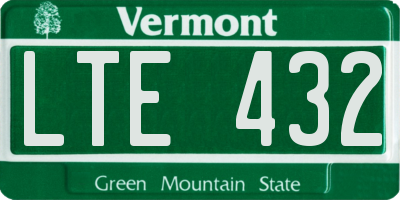 VT license plate LTE432