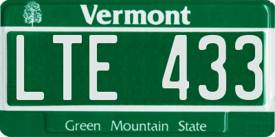 VT license plate LTE433
