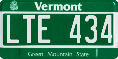 VT license plate LTE434