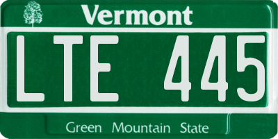 VT license plate LTE445