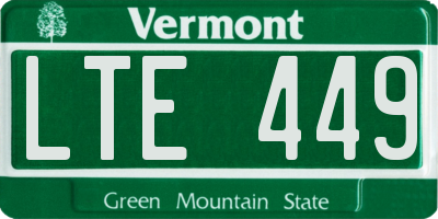 VT license plate LTE449