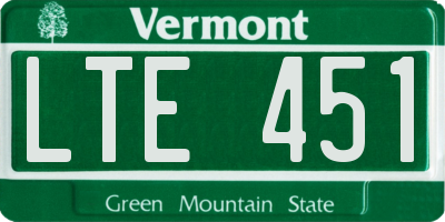 VT license plate LTE451