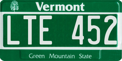 VT license plate LTE452