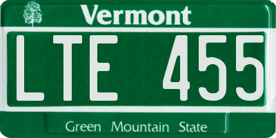 VT license plate LTE455