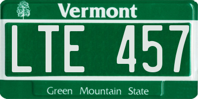 VT license plate LTE457