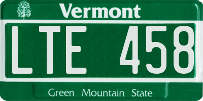 VT license plate LTE458