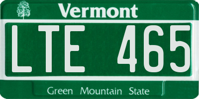 VT license plate LTE465