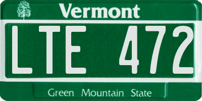 VT license plate LTE472