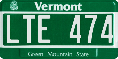 VT license plate LTE474