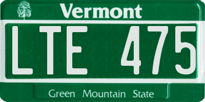 VT license plate LTE475