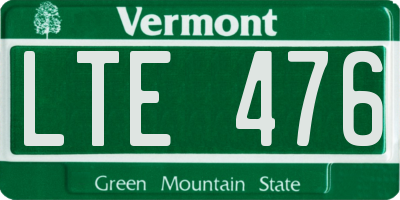 VT license plate LTE476