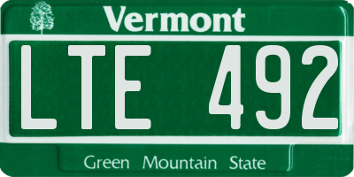 VT license plate LTE492