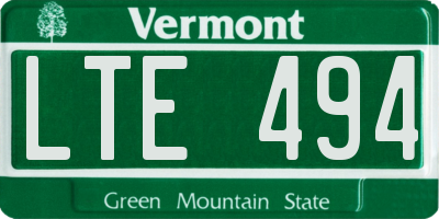 VT license plate LTE494