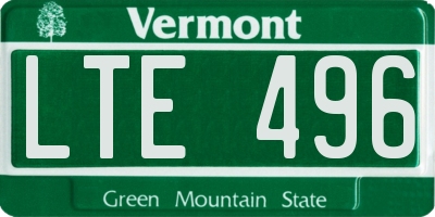 VT license plate LTE496