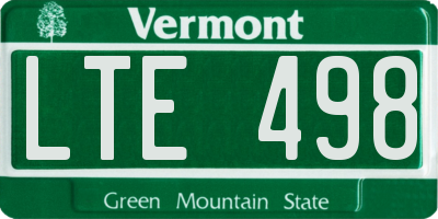 VT license plate LTE498