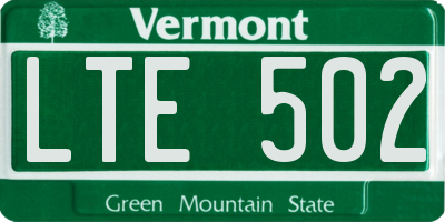 VT license plate LTE502