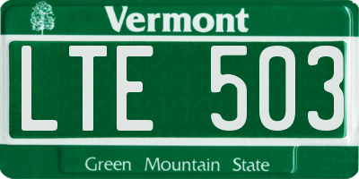 VT license plate LTE503