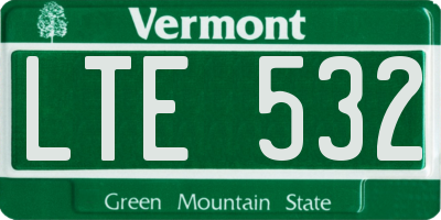 VT license plate LTE532