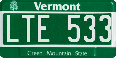 VT license plate LTE533