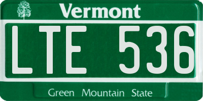 VT license plate LTE536