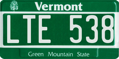 VT license plate LTE538