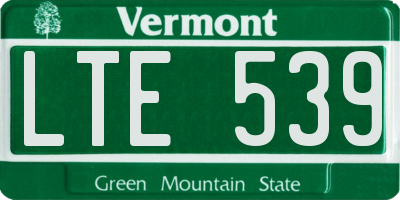 VT license plate LTE539