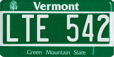 VT license plate LTE542