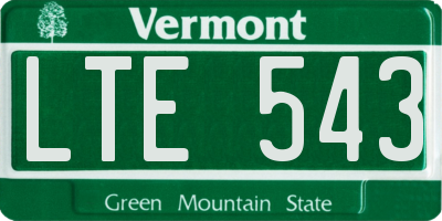 VT license plate LTE543