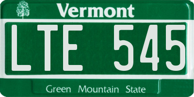 VT license plate LTE545