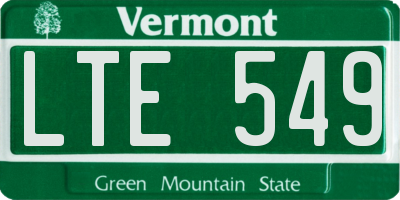 VT license plate LTE549