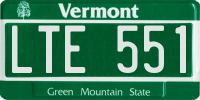VT license plate LTE551