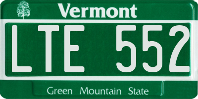 VT license plate LTE552