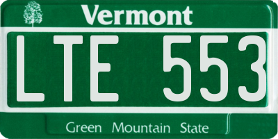 VT license plate LTE553