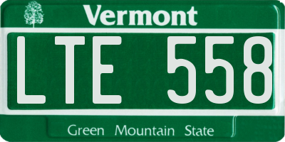 VT license plate LTE558