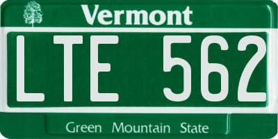 VT license plate LTE562