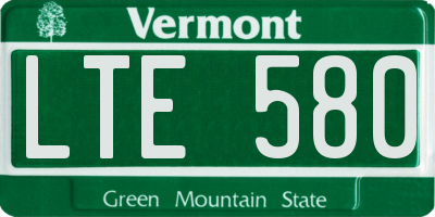 VT license plate LTE580