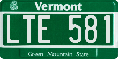 VT license plate LTE581
