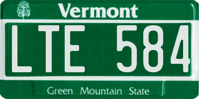 VT license plate LTE584