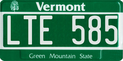 VT license plate LTE585