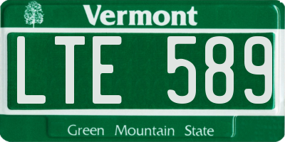 VT license plate LTE589