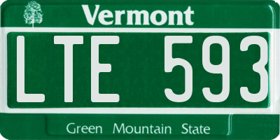 VT license plate LTE593