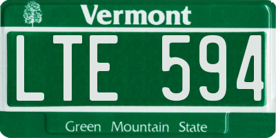 VT license plate LTE594