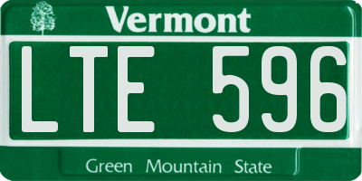 VT license plate LTE596