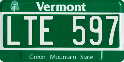 VT license plate LTE597