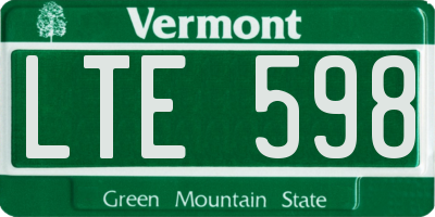 VT license plate LTE598