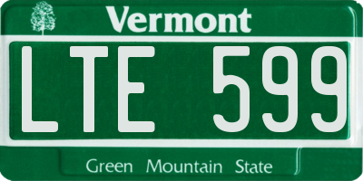 VT license plate LTE599
